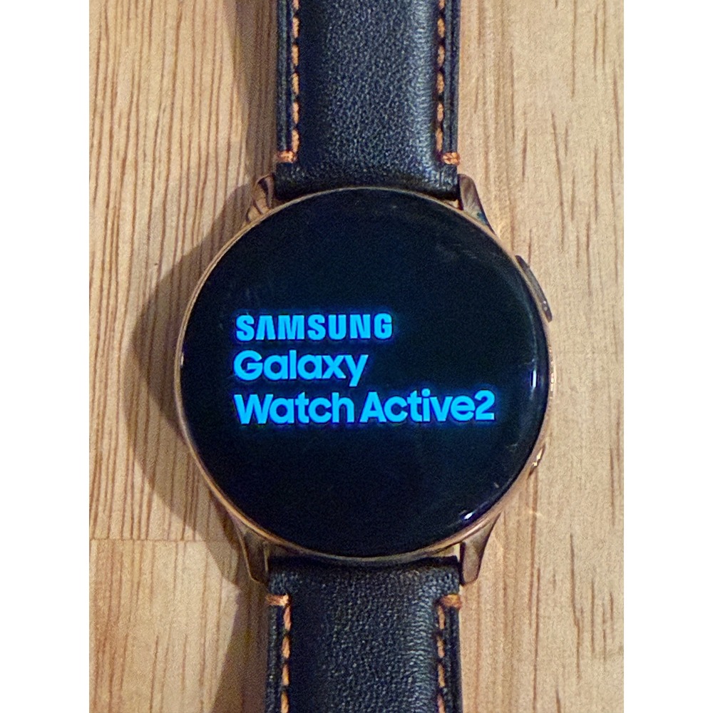 Samsung‎ Galaxy Watch Active2 Smartwatch Rose Gold Case Black Leather Band 8C6E